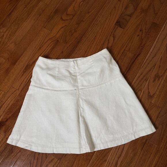 Loft White Linen Cotton Mini Flare Skirt Size Size 6P - Picture 3 of 6